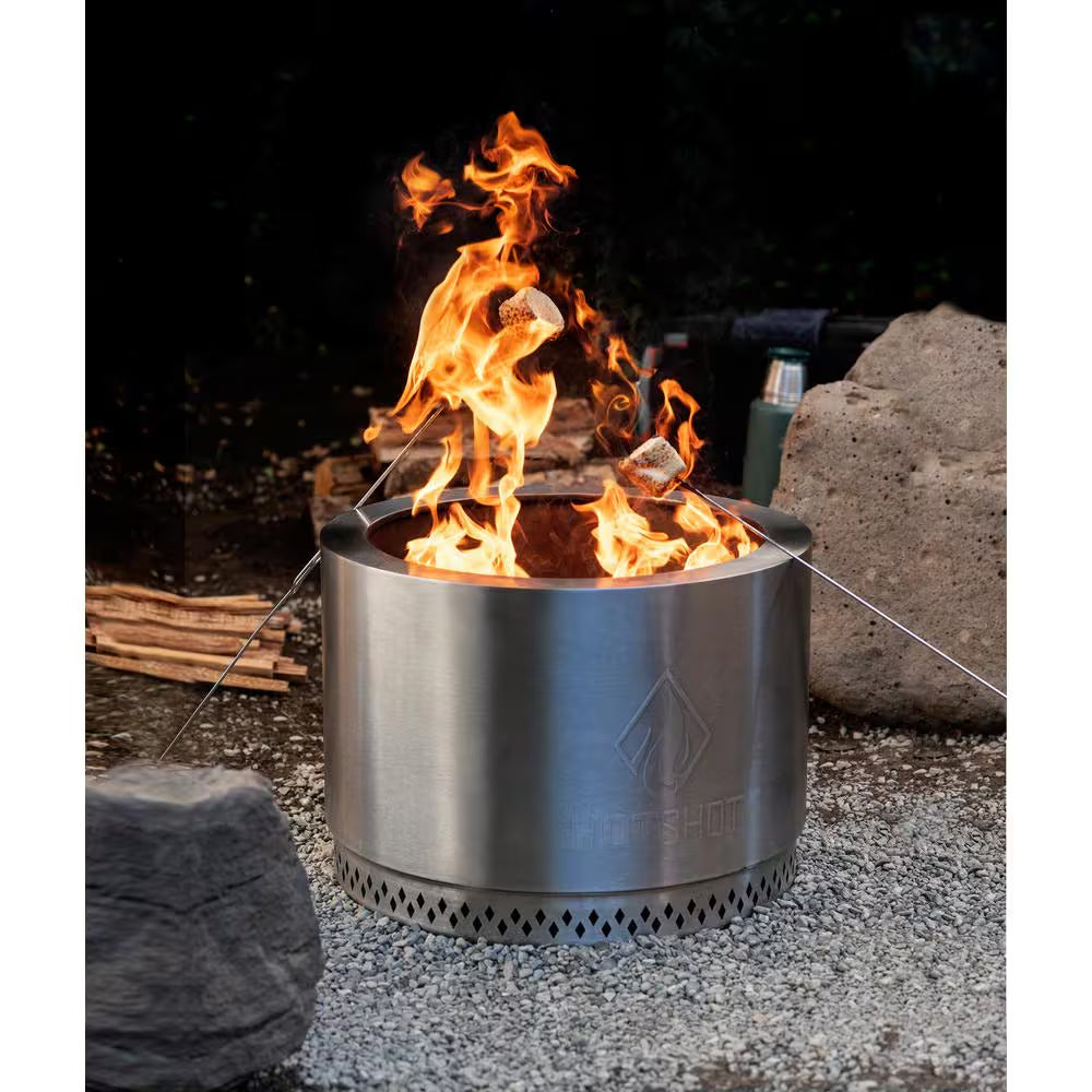 Explorer Portable Low Smoke 19.5 In. round Wood-Burning Fire Pit in Stainless Steel with Carry Bag
