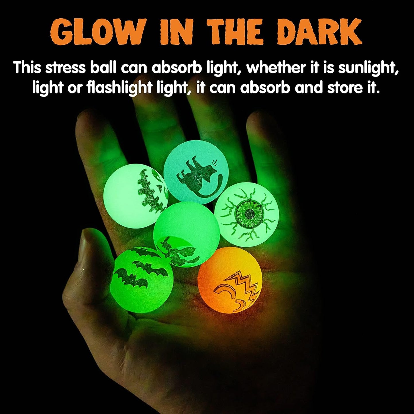72 PCS Halloween Bouncy Balls, Glow in the Dark Bouncing Balls Eyeballs for Halloween Party Favors Decorations, Halloween Goodie Bag Fillers, Trick or Treating School Classroom Game Prizes