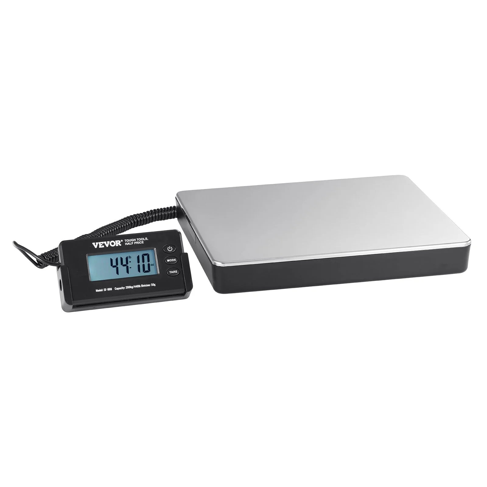 VEVOR Digital Shipping Scale, 440 Lbs X 1.7 Oz. Heavy Duty Postal Scale with Timer, Tare Function, HD LCD Screen Portable Package Scale for Luggage, Home, Post Office, AC/DC Powered, FCC Listed