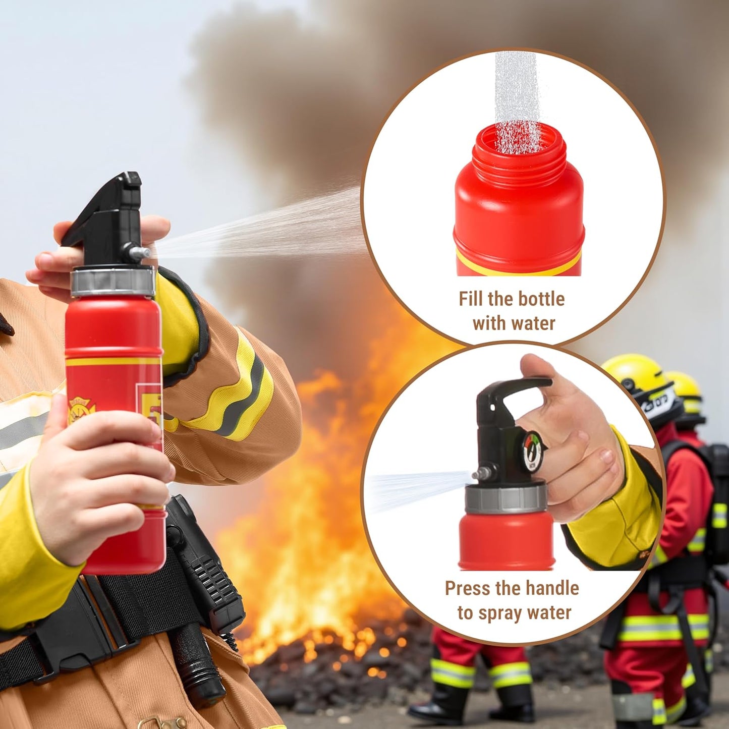 Halloween 14PCS Firefighter Costume for Kids, Boys Fireman Costume with Toys Set for Toddler Roleplay