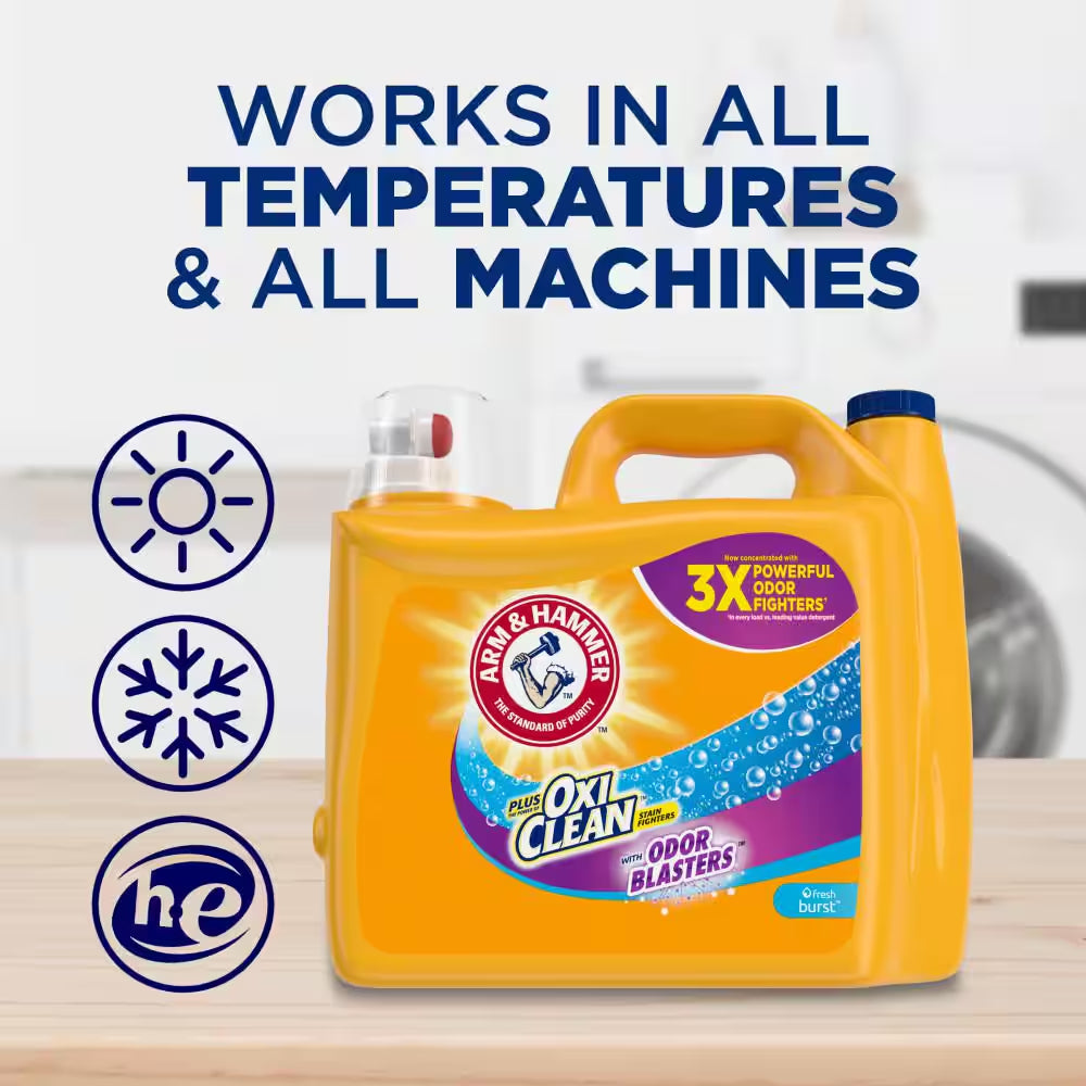 Oxiclean Odor Blasters Fresh Burst Liquid Laundry Detergent, 128-Loads,166.5 Fl.Oz.