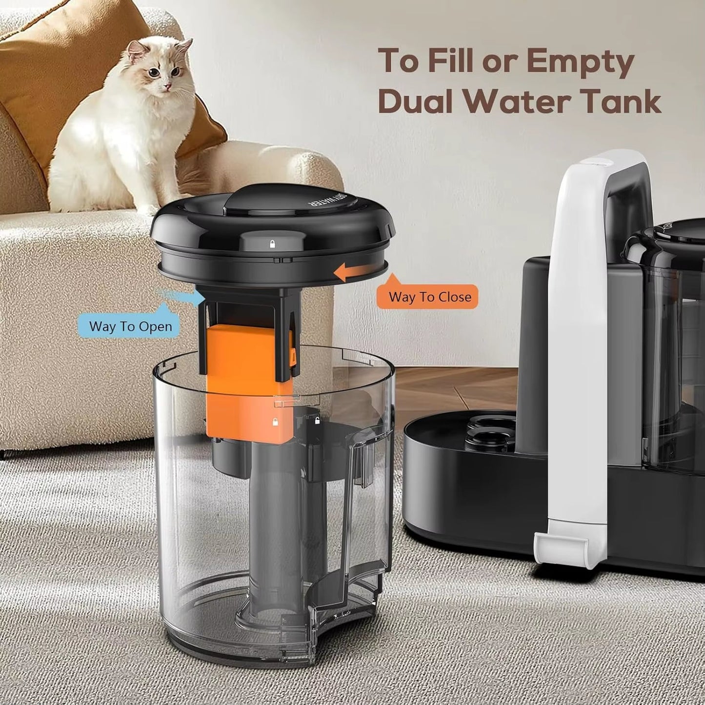 Portable Carpet Upholstery Spot Cleaner Powerful Suction Dual Size Brushhead Deep Stain Remover Cars Pets Stairs Seats Couches