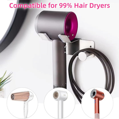 Hair Dryer Holder, Hair Dryer Holder Wall Mounted, Self Adhesive Blow Dryer Holder, Stainless Steel Dyson Hair Dryer Holder, Hairdryer Holder for Bathroom
