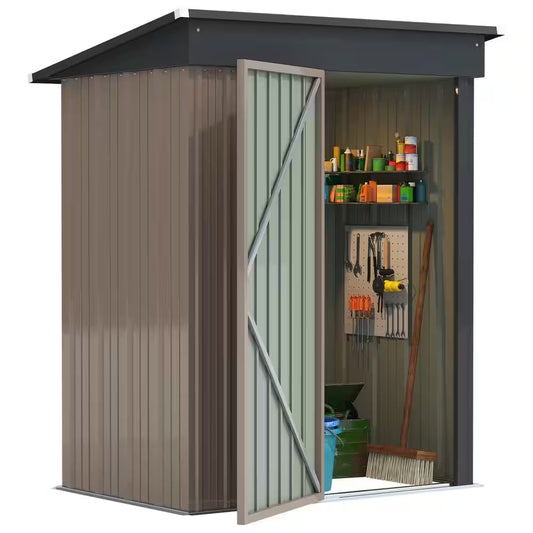 5 Ft. W X 3 Ft. D Outdoor Storage Metal Shed Lockable Metal Garden Shed for Backyard Outdoor (14.5 Sq. Ft.)