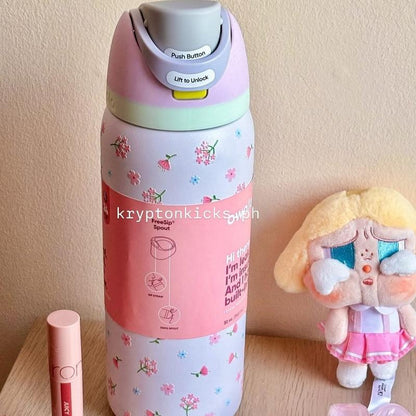 Owala Freesip 32Oz – Urban Outfitters Edition, Flower Crown, Tea Time Pink Hydration Bottle, Pillow Fight Cherry, Candy Coated