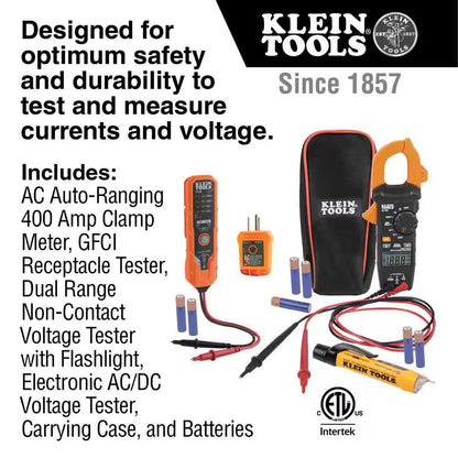 400 Amp Digital Clamp Meter Electrical Testet Set, Non-Contact Voltage Tester, Recepticle Tester and Voltage Tester