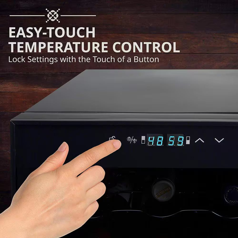 Dual Zone 33-Bottle Freestanding Wine Cooler Refrigerator with Lock in Black