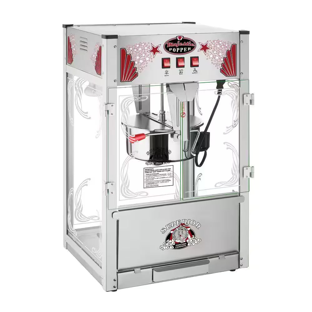 Commercial 16 Oz. Majestic Silver Countertop Popcorn Machine
