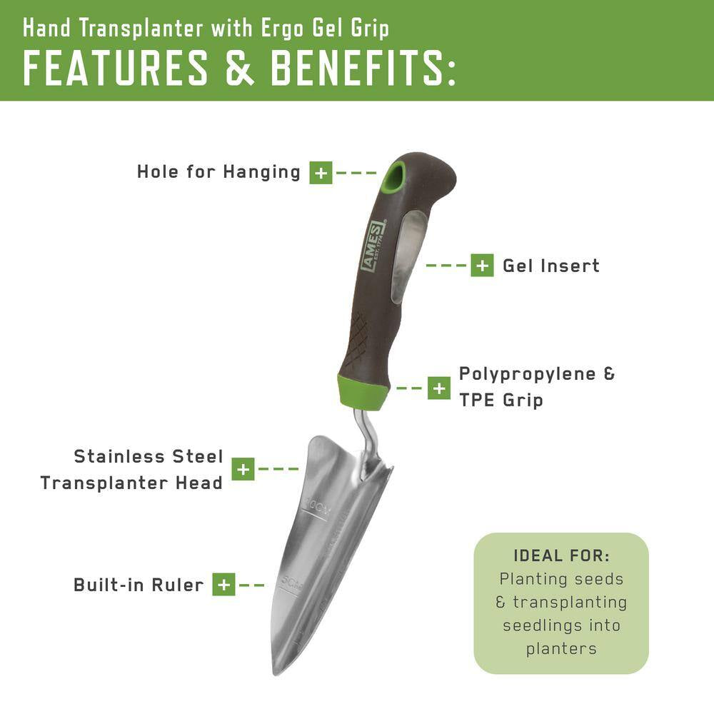 3-Piece Garden Tool Set - Hand Trowel, Hand Transplanter and Hand Cultivator