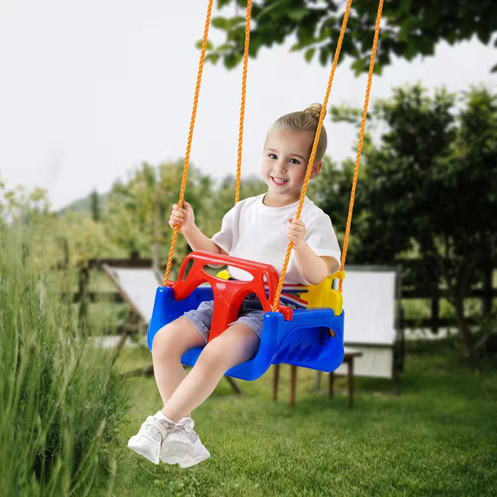 3-In-1 Toddler Swing Set Seat, 200 Lbs. Weight Capacity Baby Swing Seat, with Ropes and Snap Hooks Detachable Swing Seat