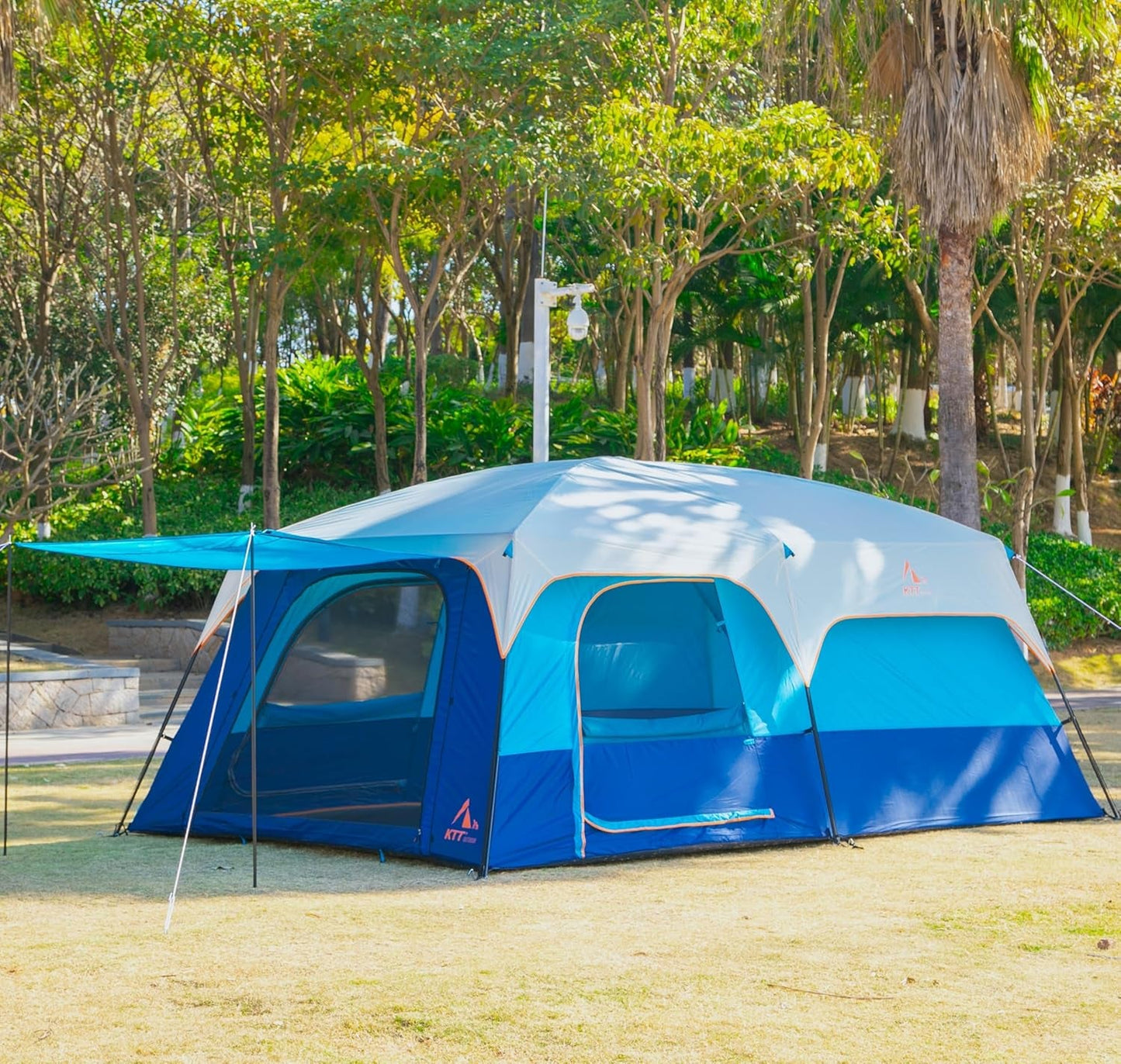 Extra Large Tent 10-12-14 Person(A),Family Cabin Tents,2 Rooms,3 Doors and 3 Windows with Mesh,Straight Wall,Waterproof,Double Layer,Big Tent for Outdoor,Picnic,Camping,Family Gathering