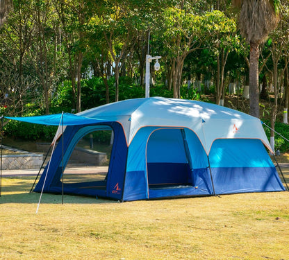 Extra Large Tent 10-12-14 Person(A),Family Cabin Tents,2 Rooms,3 Doors and 3 Windows with Mesh,Straight Wall,Waterproof,Double Layer,Big Tent for Outdoor,Picnic,Camping,Family Gathering