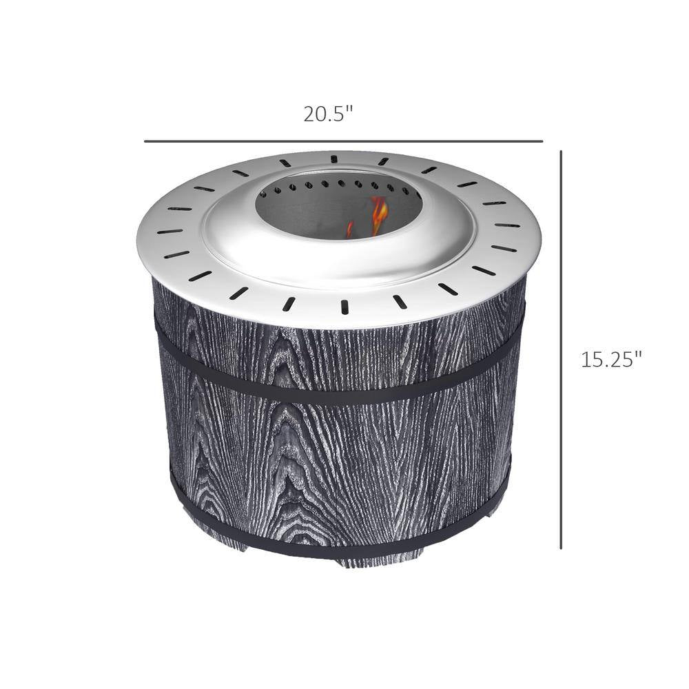 20 In. Barrel Style Smokeless Portable Wood Burning Fire Pit with Fireproof Mat in Black