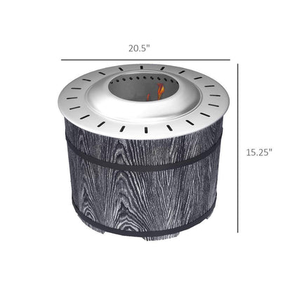 20 In. Barrel Style Smokeless Portable Wood Burning Fire Pit with Fireproof Mat in Black