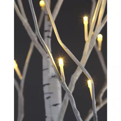 8 Ft. Warm White Pre-Lit 132 LED Birch Tree Artificial Christmas Tree for Home, Festival, Party, Indoor and Outdoor Use