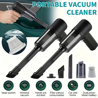 Cordless Handheld Vacuum Cleaner – Portable, 40 dB Low Noise, 3 kPa Suction with Side Brushes & Crevice Tool (Battery Not Included)