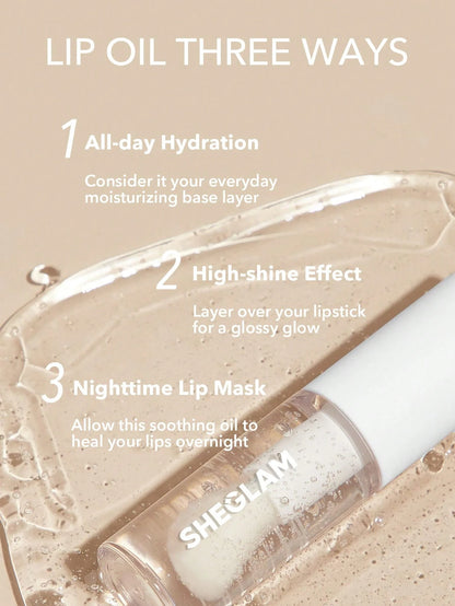 SHEGLAM Jelly Wow Hydrating Lip Oil-Loco for Coco Moisturizing Clear Lip Gloss Plumping Non-Sticky Lip Care High Shine Finish Nourishing Coconut Extract Liquid Lip Cosmetics Lip Gloss Brand Beauty Makeup Face Paint Cosmetic for Women Girls Perfect for Winter Ideal for Y2K Fancy Fashion Suitable for Birthday Christmas Gift Party Ready Best Color