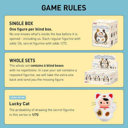 PUCKY Roly-Poly Kitty Series-Vinyl Plush Blind Box, 6Pcs PUCKY Blind Box Figures, Random Design Action Figures Collectible Toys Home Decorations, Holiday Birthday Gifts,Whole Set