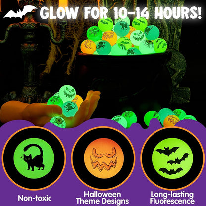 72 PCS Halloween Bouncy Balls, Glow in the Dark Bouncing Balls Eyeballs for Halloween Party Favors Decorations, Halloween Goodie Bag Fillers, Trick or Treating School Classroom Game Prizes