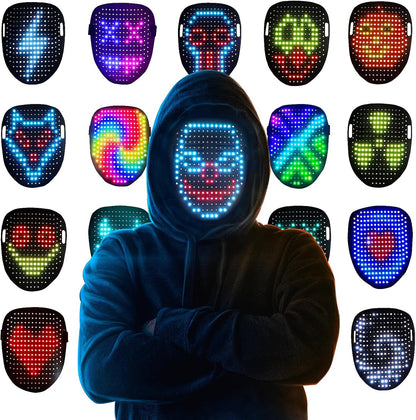 LED Mask Light up Mask with Gesture Sensing, Cool Face Transforming Mask, Perfect Gifts for Halloween Christmas Birthday Cosplay Party