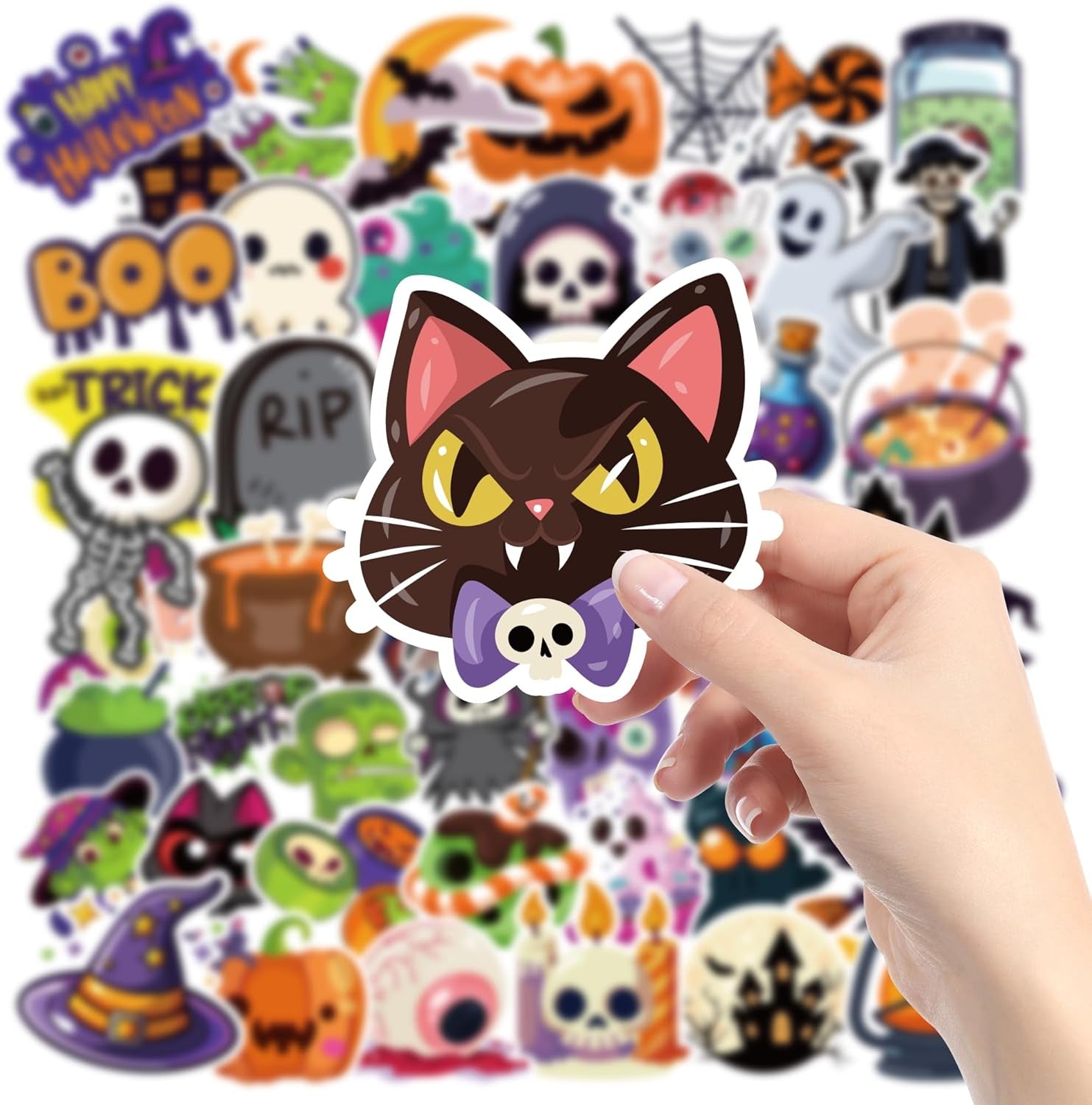 Halloween Party Favors - 100 PCS Pumpkin Bat Spider Stickers,Kids Halloween Games Treats Crafts Gifts Party Supplies Decorations