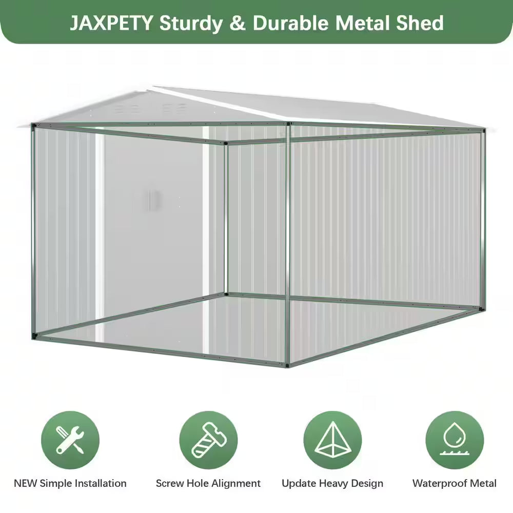 8 Ft. W X 12 Ft. D Outdoor Storage Metal Shed Building with Lockable Doors for Backyard Garden (96 Sq. Ft.)