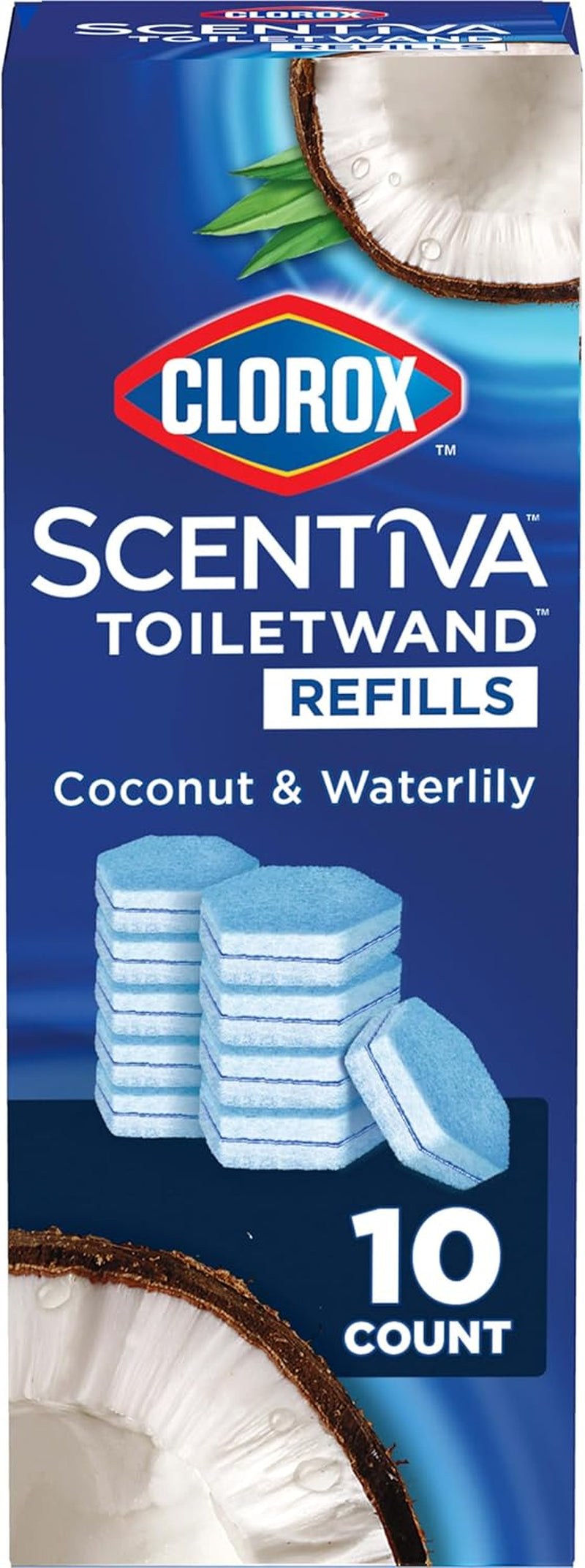 Toilet Wand Scentiva Coconut & Waterlily Refill, 10Ct