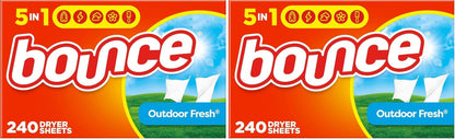 Dryer Sheets, Outdoor Fresh, 480 Count Laundry Fabric Softener Sheets with Static Control and Wrinkle Fighters. (2 Packs of 240)