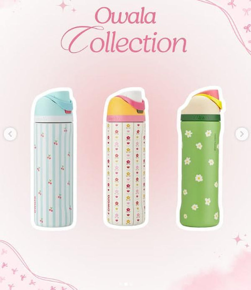 Owala Freesip 32Oz – Urban Outfitters Edition, Flower Crown, Tea Time Pink Hydration Bottle, Pillow Fight Cherry, Candy Coated