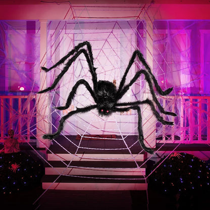 2 Pack 5 Ft Halloween Outdoor Decorations Hairy Black Spider, Scary Giant Spider, Fake Large Haunted House Props, Halloween Yard Lawn Decorations Party Indoor Decor