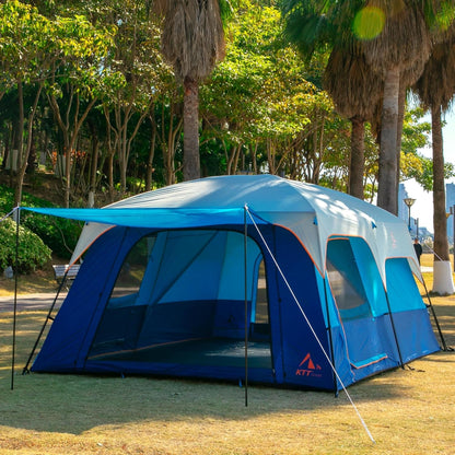 Extra Large Tent 10-12-14 Person(A),Family Cabin Tents,2 Rooms,3 Doors and 3 Windows with Mesh,Straight Wall,Waterproof,Double Layer,Big Tent for Outdoor,Picnic,Camping,Family Gathering