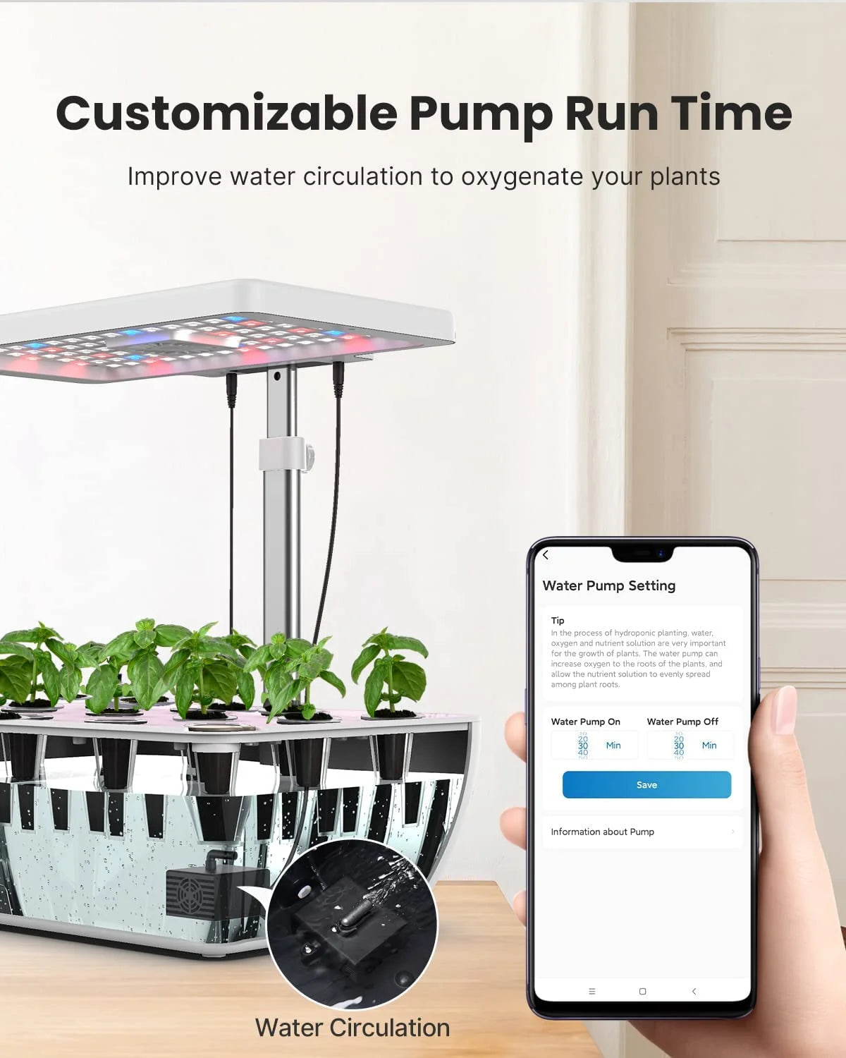 Wifi 12 Pods Hydroponic Growing System, Smart Indoor Herb Garden, Plants Germination Kit