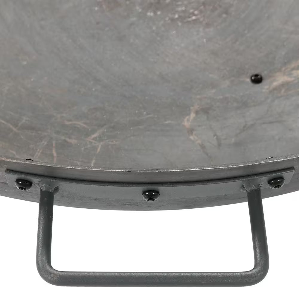 34 In. X 15 In. round Cast Iron Wood Burning Fire Pit Bowl in Steel
