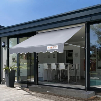 VEVOR Manual Retractable Awning, 78 Outdoor Retractable Patio Awning Sunshade Shelter, Adjustable Patio Door Window Awning Canopy with 39 Sun Shade Curtain for Backyard, Garden, Balcony