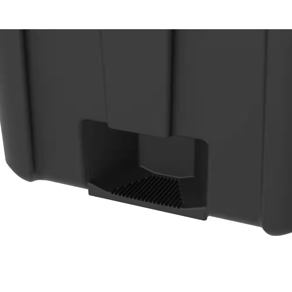 45 Gal. Black Outdoor Vented Trash Can with Wheels, Attached Lid