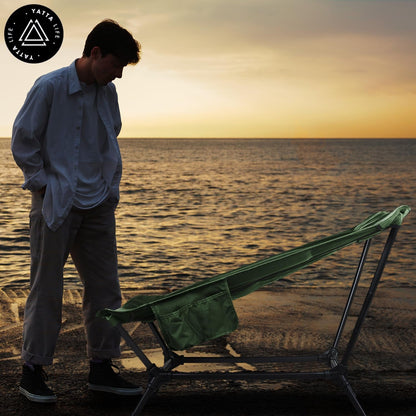 Low Back Folding Camping Chairs for Adults with Storage Pouches & Carrying Case - Foldable Lawn Chairs, Beach Chair, Fishing Chair, Portable Lightweight Outdoor Chair. (Black)