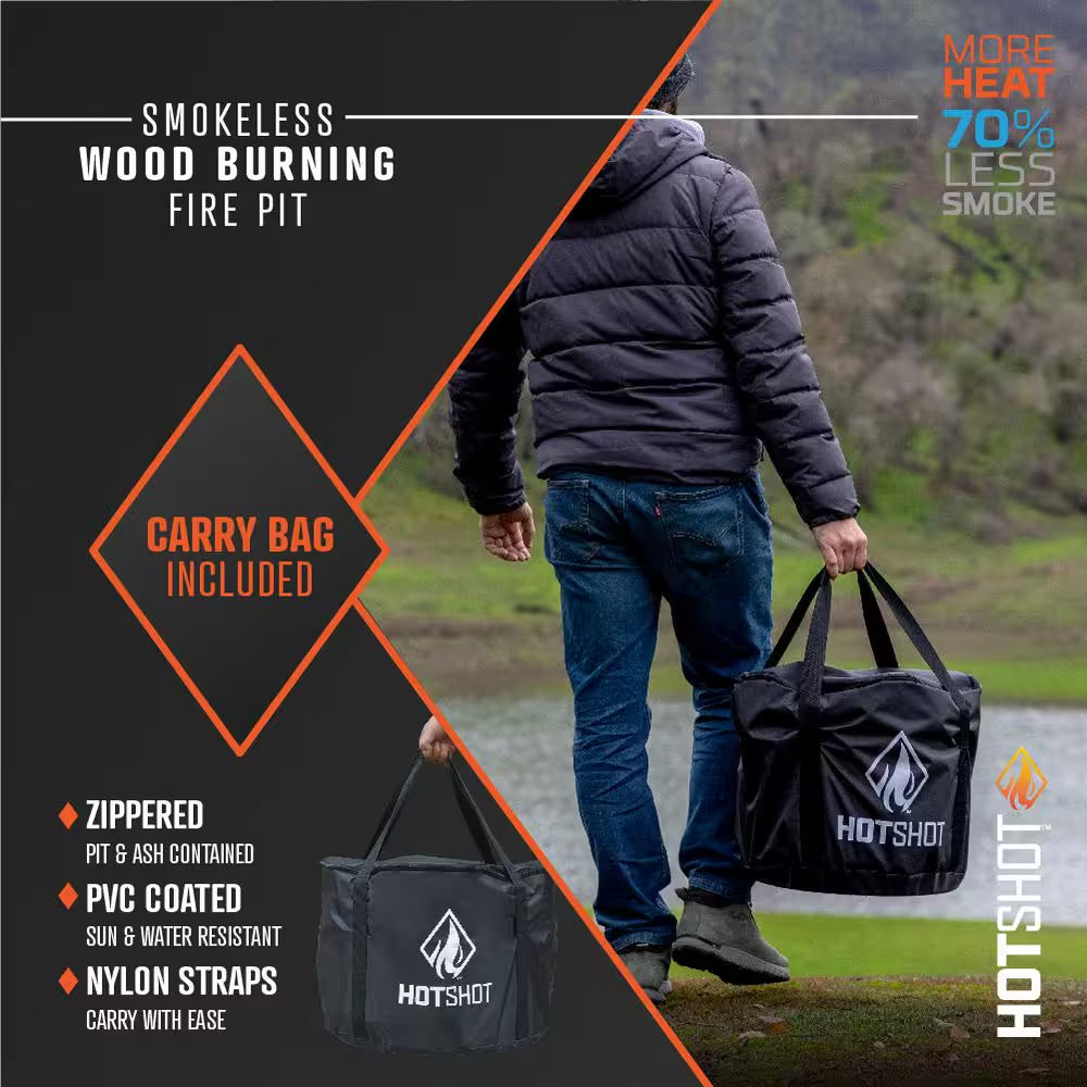 Explorer Portable Low Smoke 19.5 In. round Wood-Burning Fire Pit in Stainless Steel with Carry Bag
