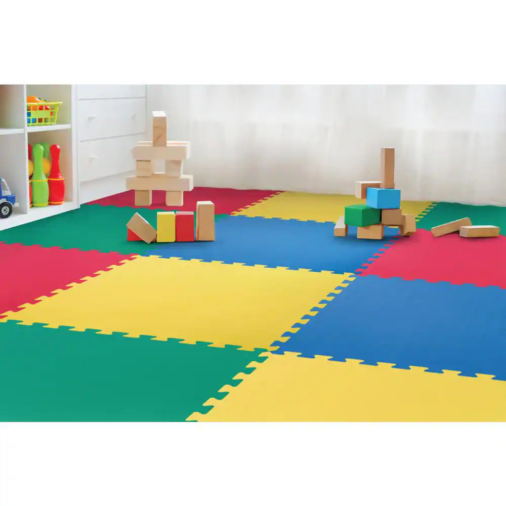 Primary Pastel 24 In. W X 24 In. L X 0.5 In. Thick Foam Exercise\Gym Flooring Tiles (4 Tiles\Case) (16 S. Ft.)