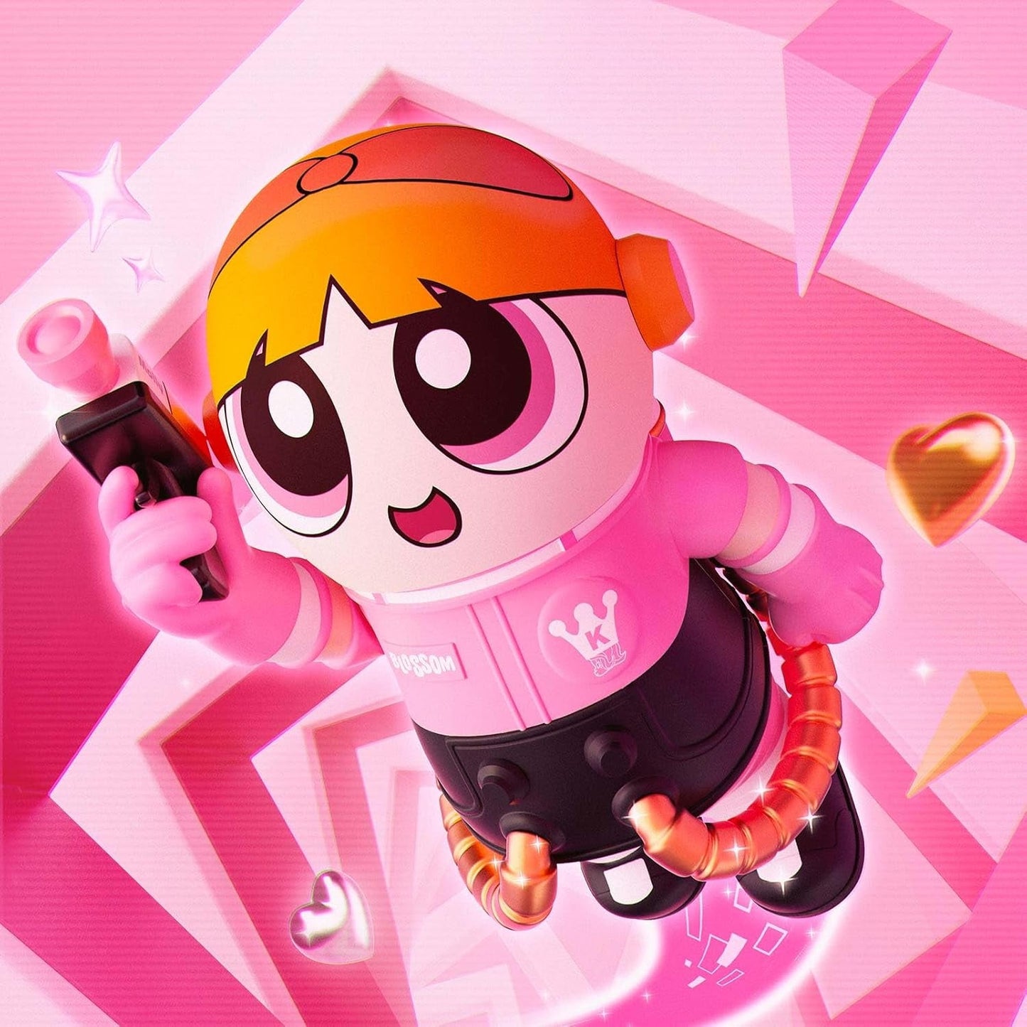 MEGA Space Molly 400%+100% the Powerpuff Girls-Blossom Collection Figurine, 400%: 11.8 Inch+100%: 2.76 Inch Height, Toys for Modern Home Décor, Collectible Art Toy
