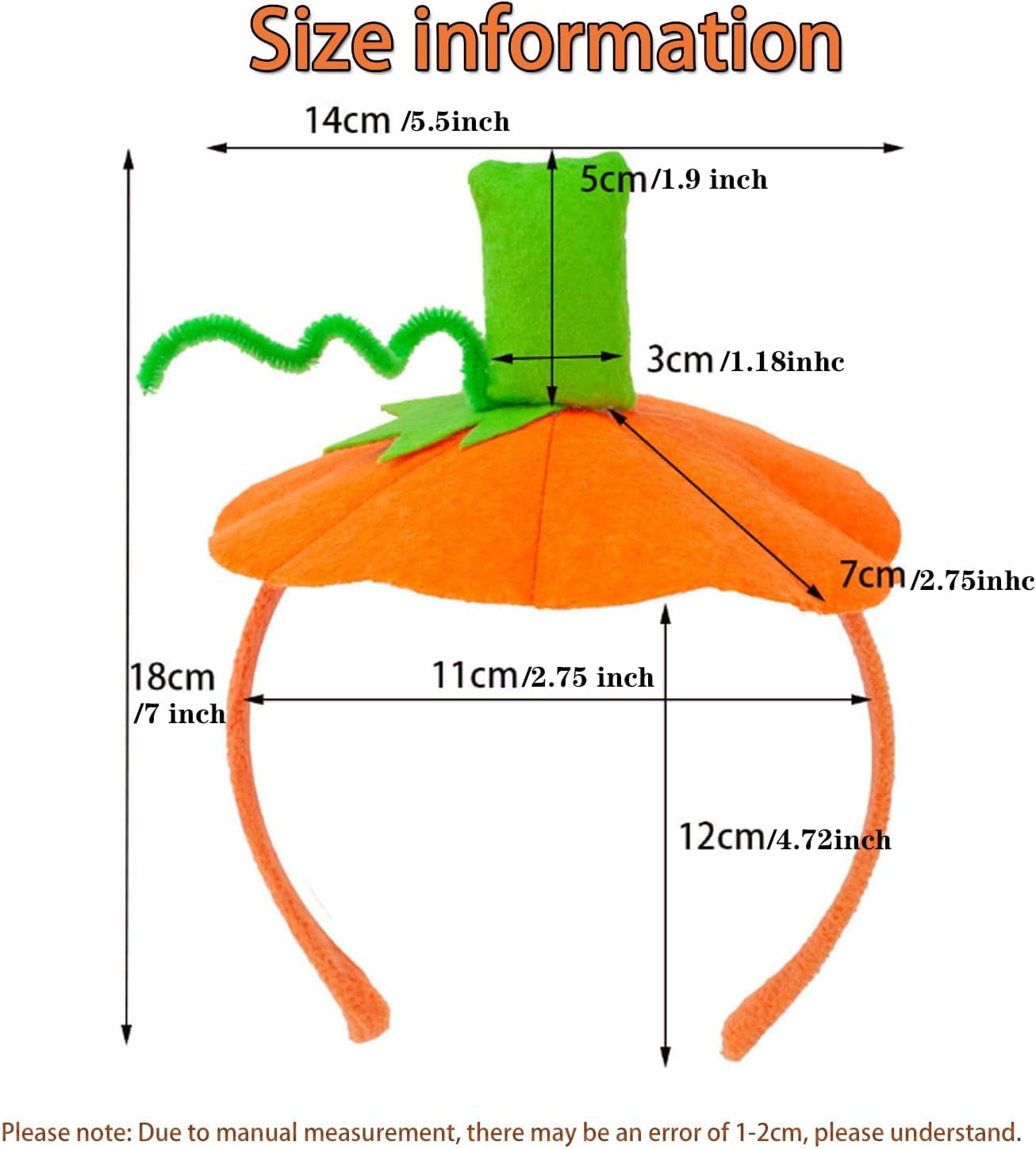Halloween Pumpkin Headband Pumpkin Hat for Women Adult Kids -Pumpkin Headband Hat Dress up Headband