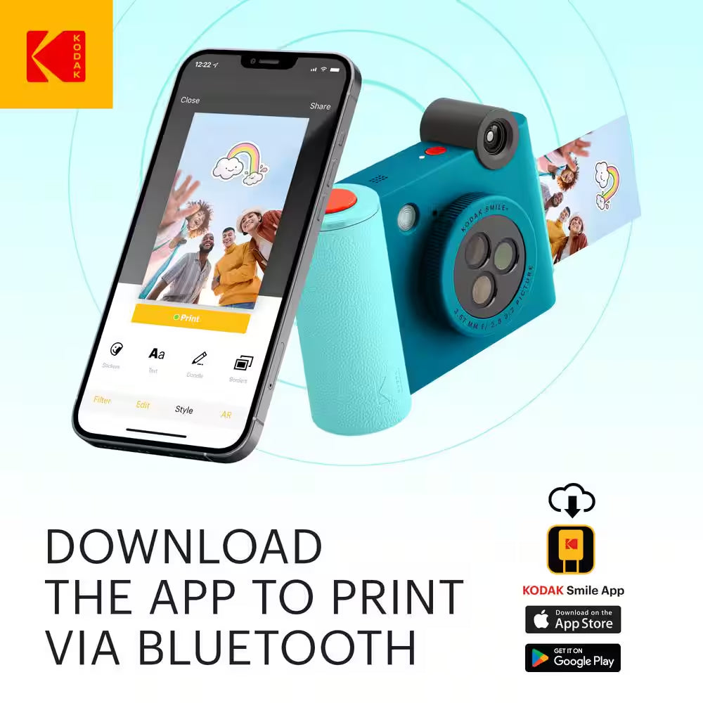 Smile plus Wireless 2X3 Digital Instant Print Camera with Effect Lenses, Blue