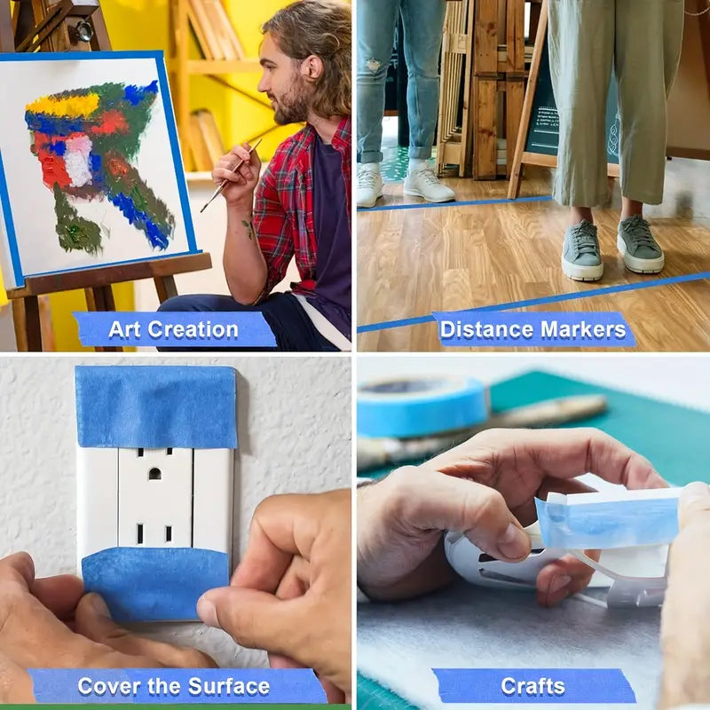 Painters Tape (Blue) — 6 Rolls, 2" × 30 yd Each (180 yd Total) — Multi-Surface Masking & Painter’s Tape for Walls, Glass, Wood Trim