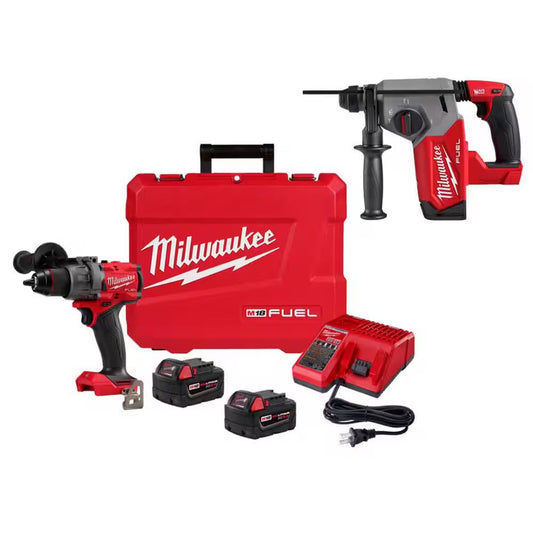 M18 FUEL 18V Lithium-Ion Brushless Cordless 1/2 In. Hammer Drill Driver Kit W/1 In. SDS-PLUS Rotary Hammer