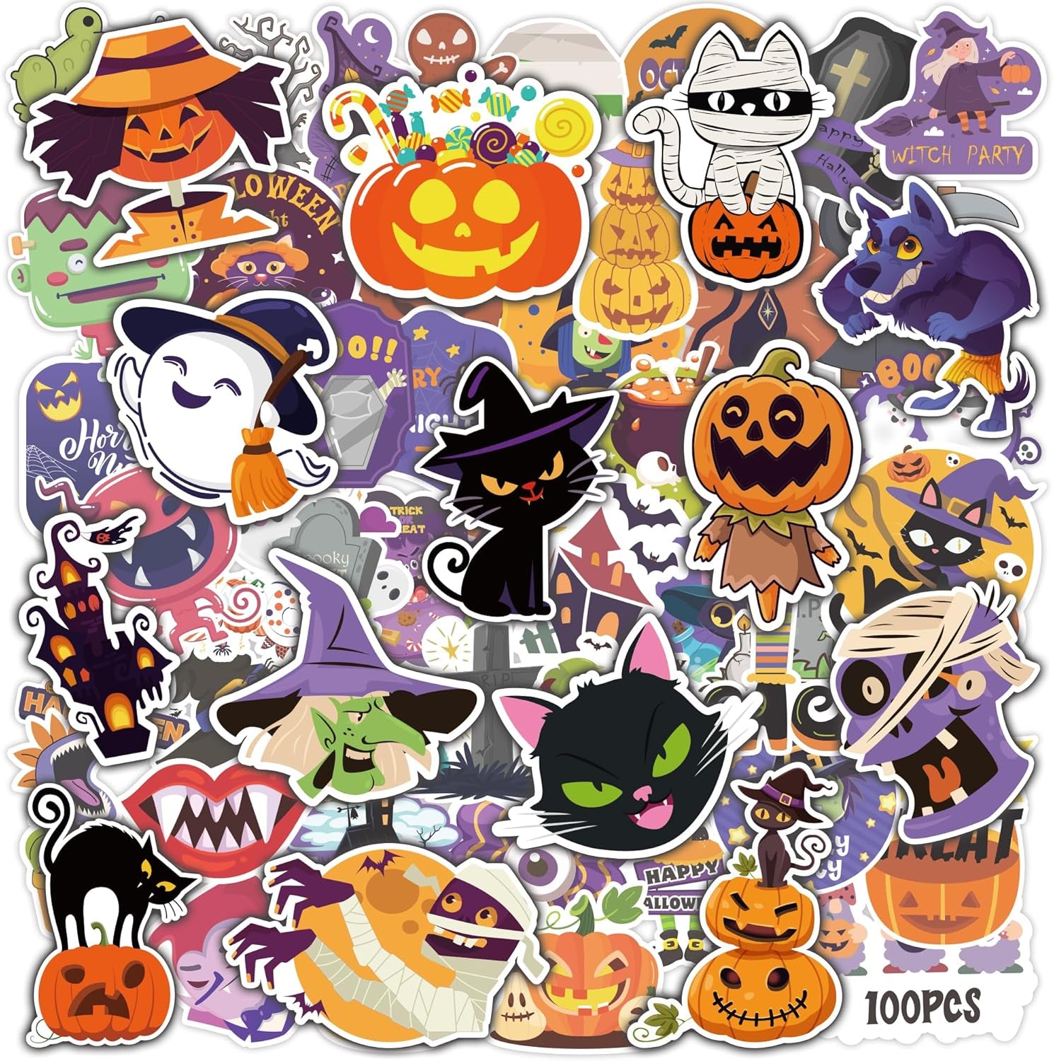 Halloween Stickers | 100 PCS Halloween Party Favors - Halloween Games Toys Gifts Party Supplies - Crafts Accessories Treats Bulk for Classroom