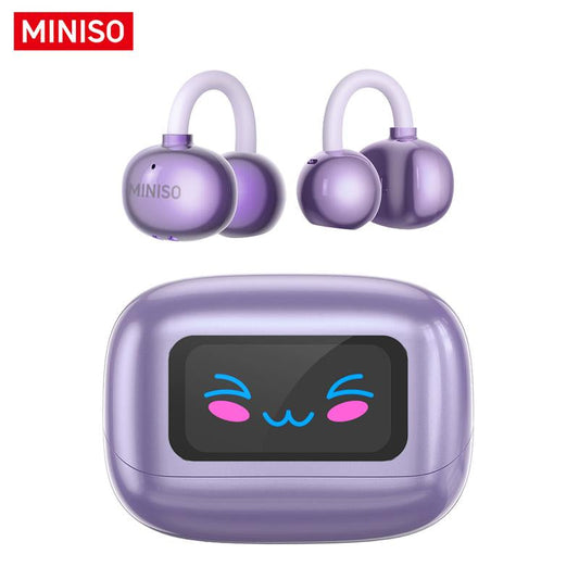 MINISO MS199 Clip on Ear Headphones Full Color Touch Screen, Audio Wireless Headphones Built-In Microphone for Music & Phone Calls,Sport Waterproof & Sweatproof