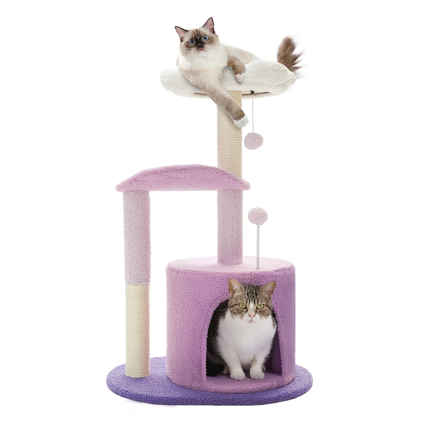 Mordern Cat Tree Scratching Post Cat'S House Cute Cactus Scratcher with Condo Nest Pet Play House Furniture