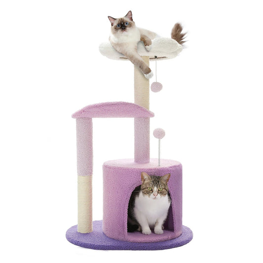 Mordern Cat Tree Scratching Post Cat'S House Cute Cactus Scratcher with Condo Nest Pet Play House Furniture