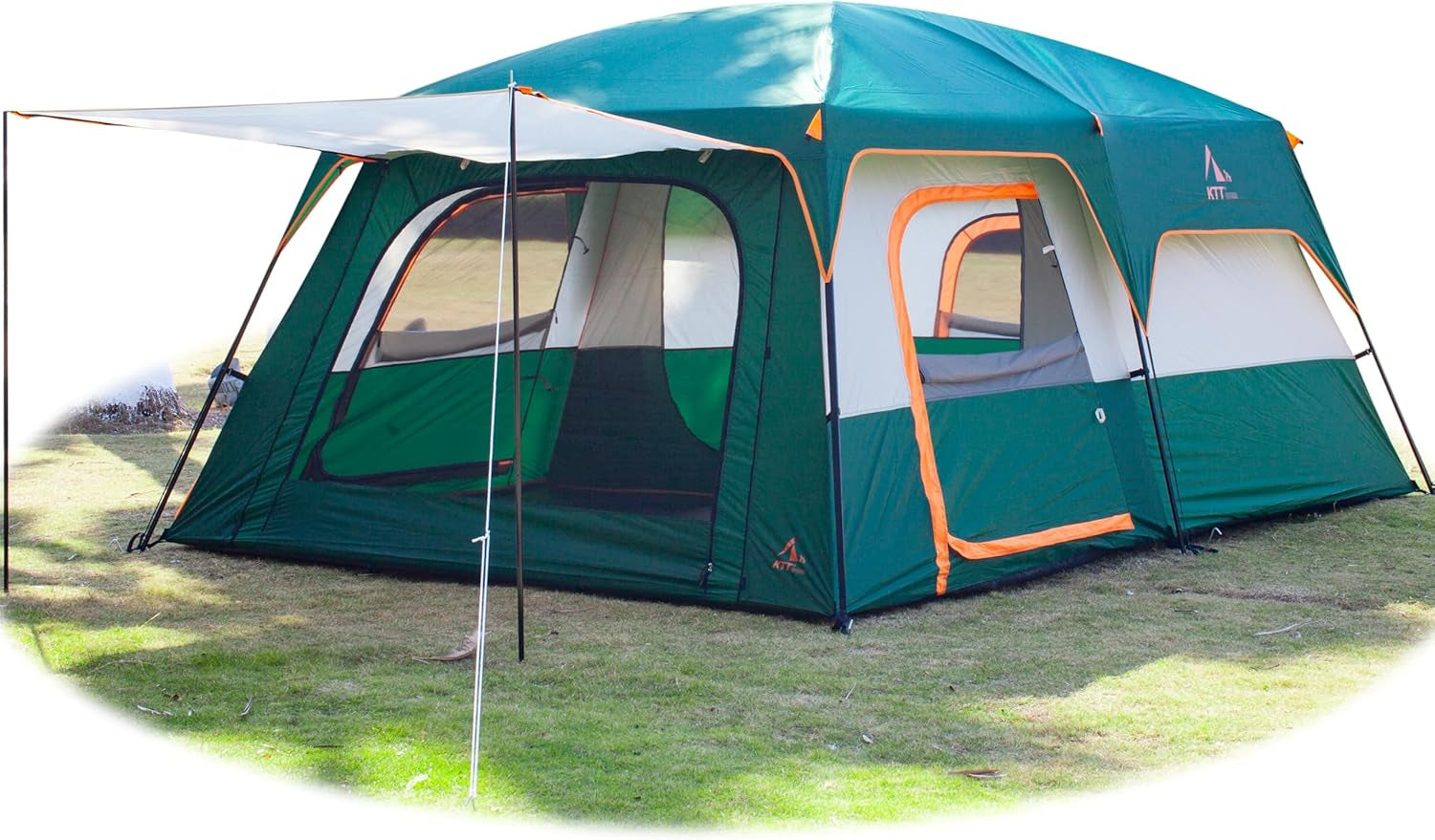 Extra Large Tent 10-12-14 Person(A),Family Cabin Tents,2 Rooms,3 Doors and 3 Windows with Mesh,Straight Wall,Waterproof,Double Layer,Big Tent for Outdoor,Picnic,Camping,Family Gathering