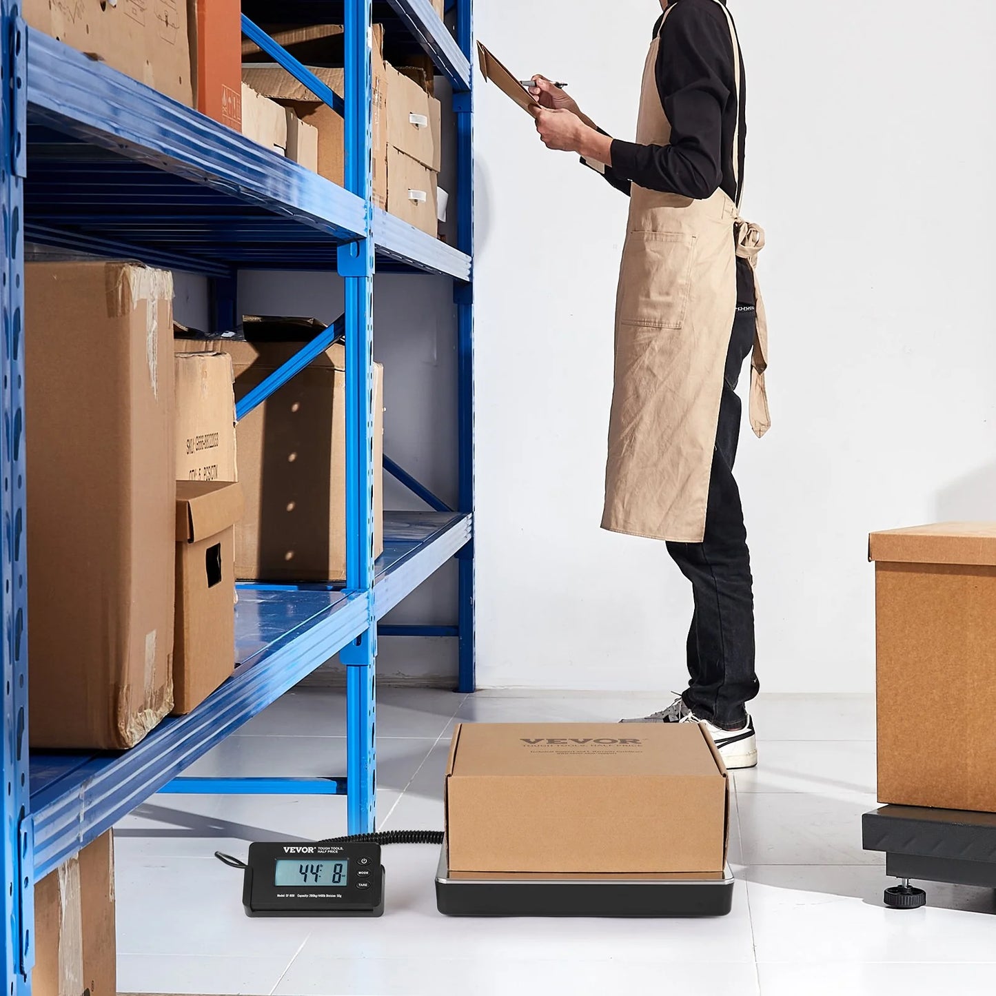 VEVOR Digital Shipping Scale, 440 Lbs X 1.7 Oz. Heavy Duty Postal Scale with Timer, Tare Function, HD LCD Screen Portable Package Scale for Luggage, Home, Post Office, AC/DC Powered, FCC Listed