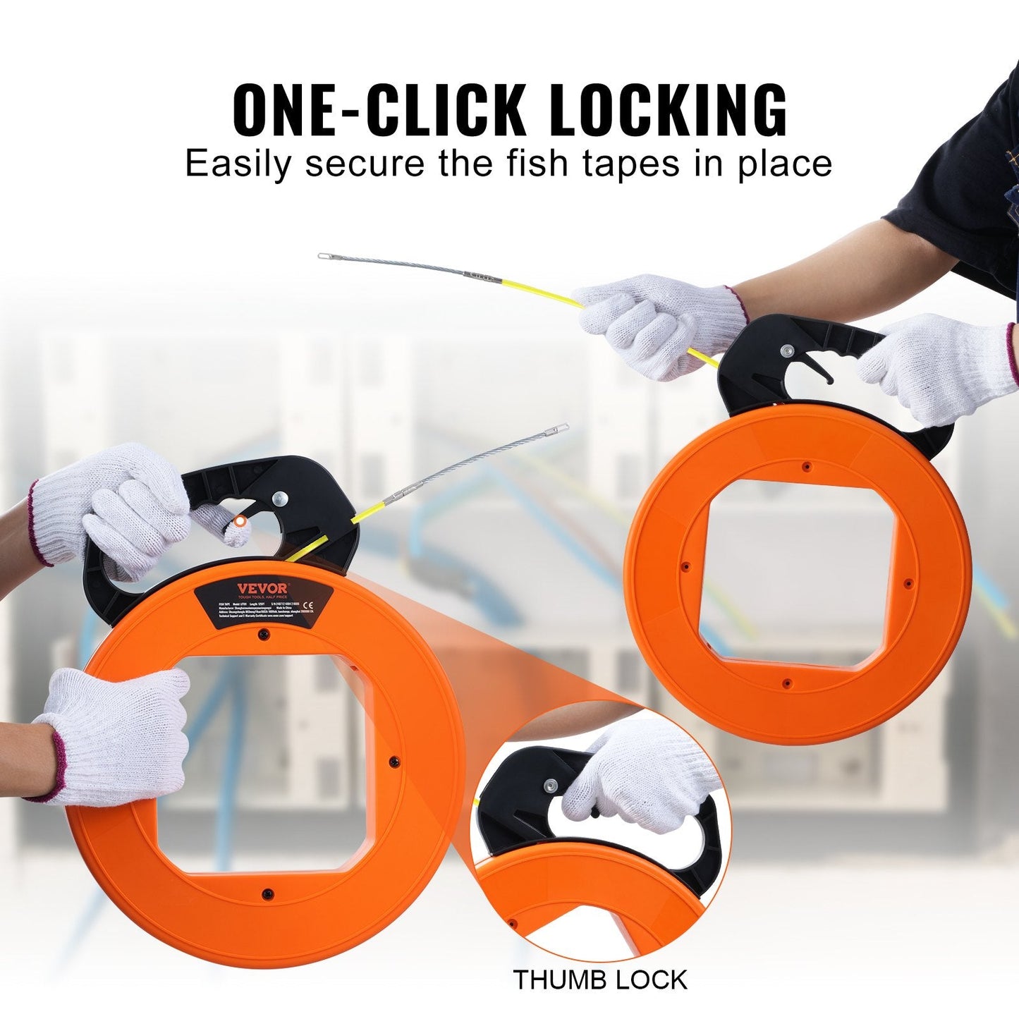 Fish Tape Wire Cable Line Puller – 200FT x 3/16IN Fiberglass